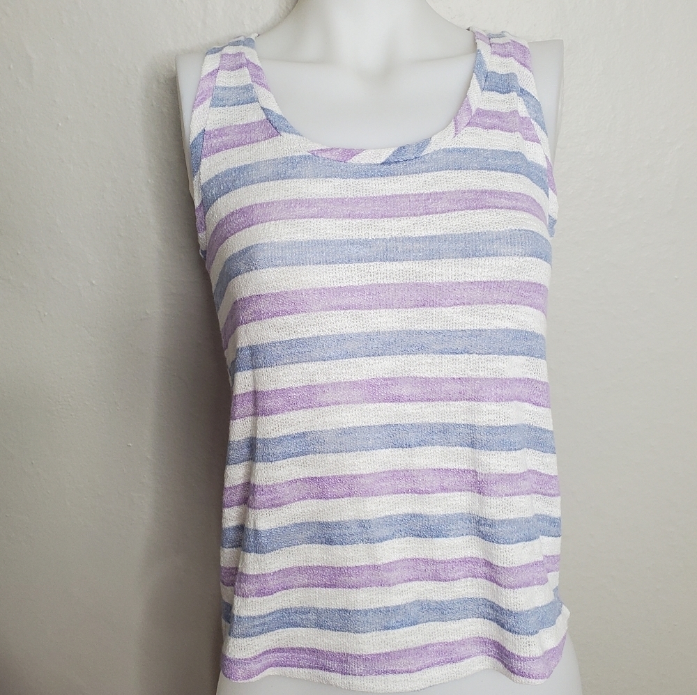 She Loves || Blue White Purple Striped Tank Top NWT